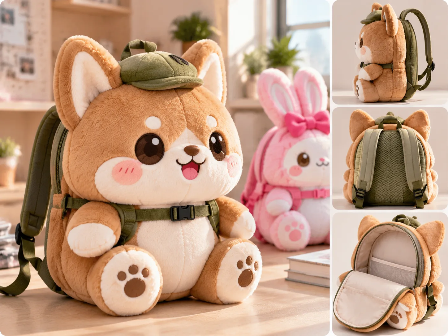 Individuell gestaltbarer Plüschrucksack in Figurenform