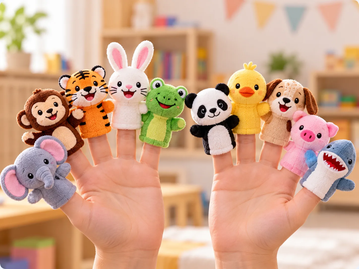 Präzisions-Plüschfingerpuppen-Set für Bildungspakete und Lizenzprodukte