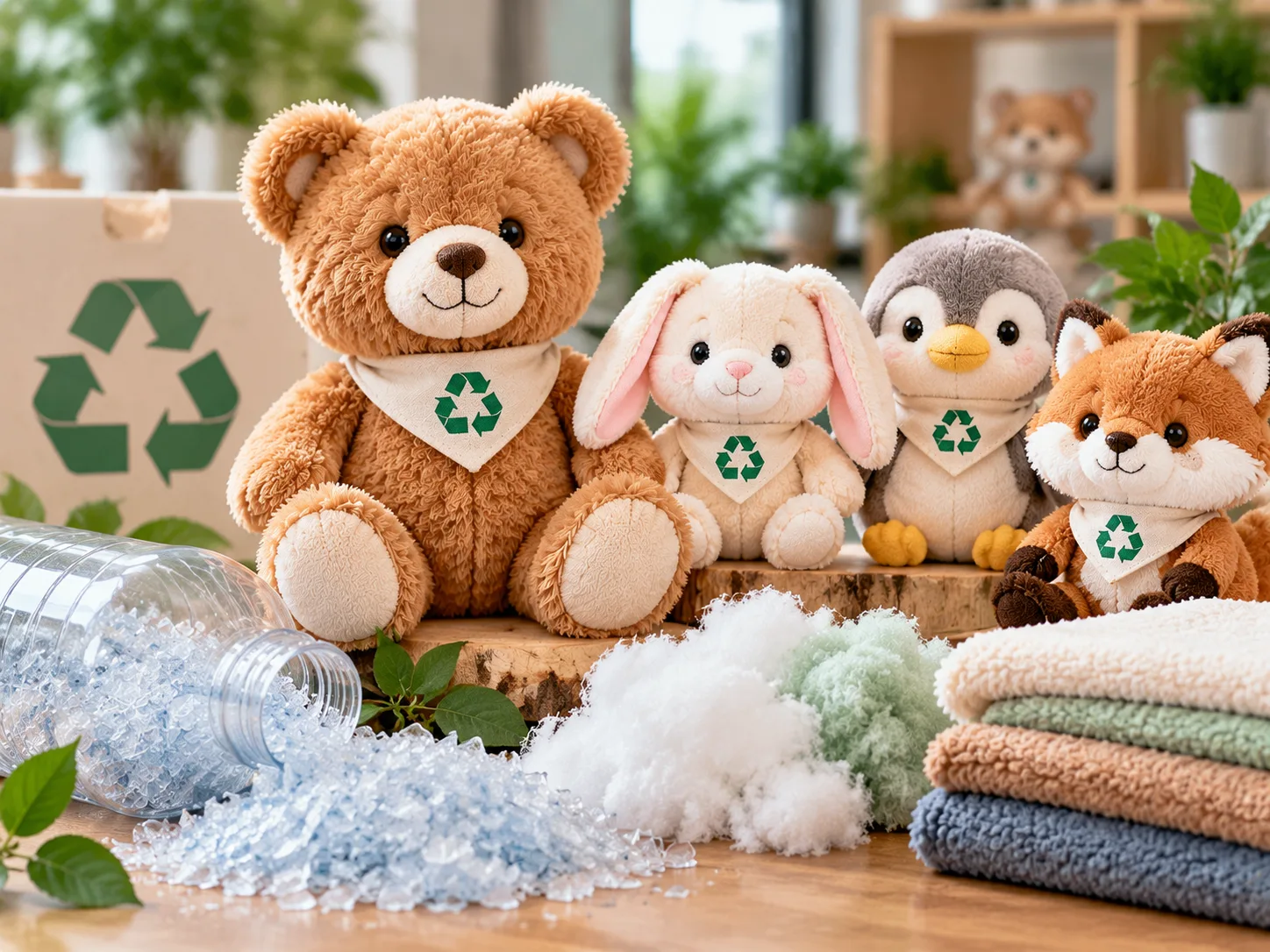 GRS-zertifiziertes, umweltfreundliches Werbeplüschtier aus recycelten Materialien mit Markenbranding