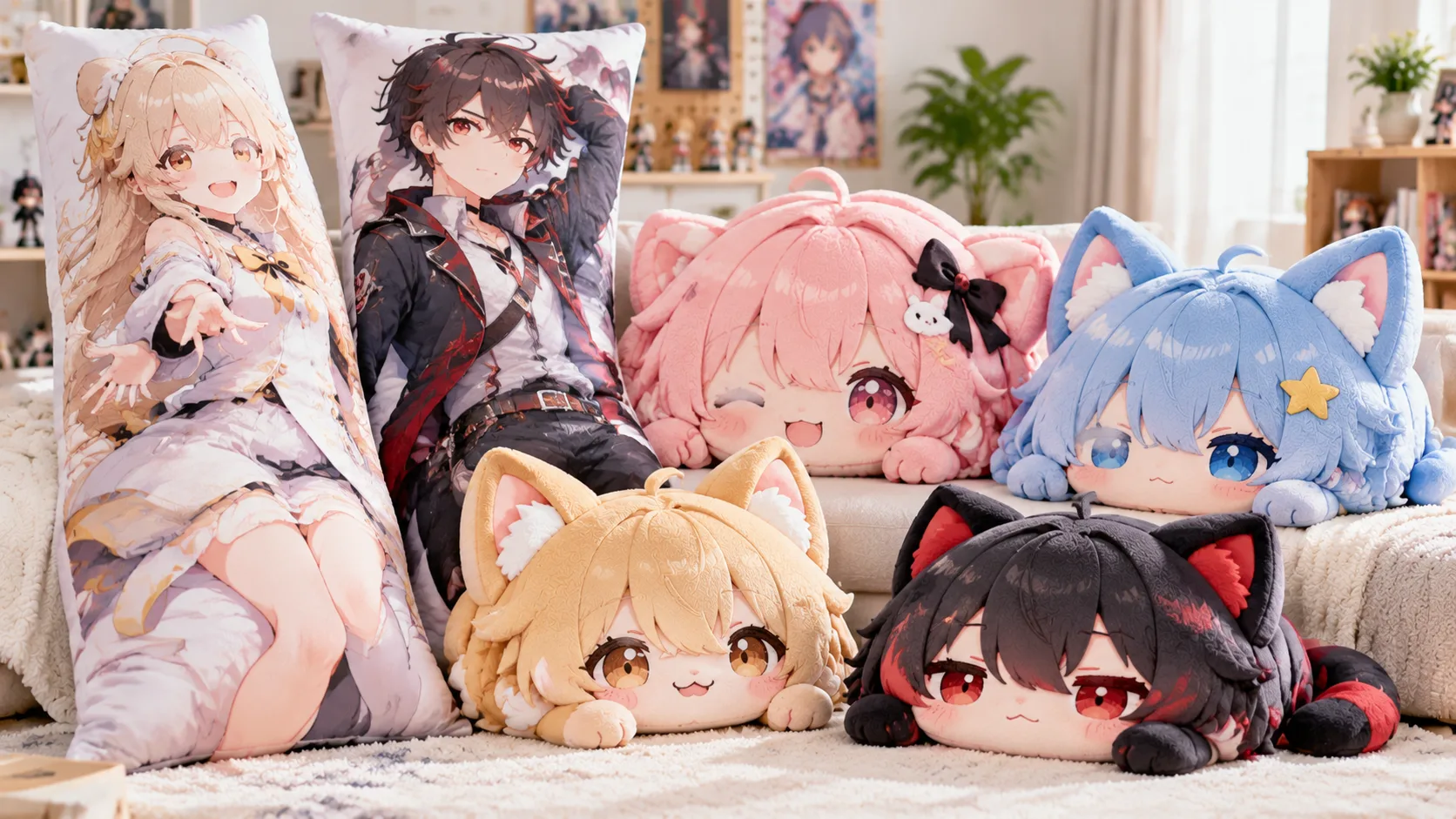 Individuell geformte Plüschkissen mit Anime-Motiven und Sammlerkissen