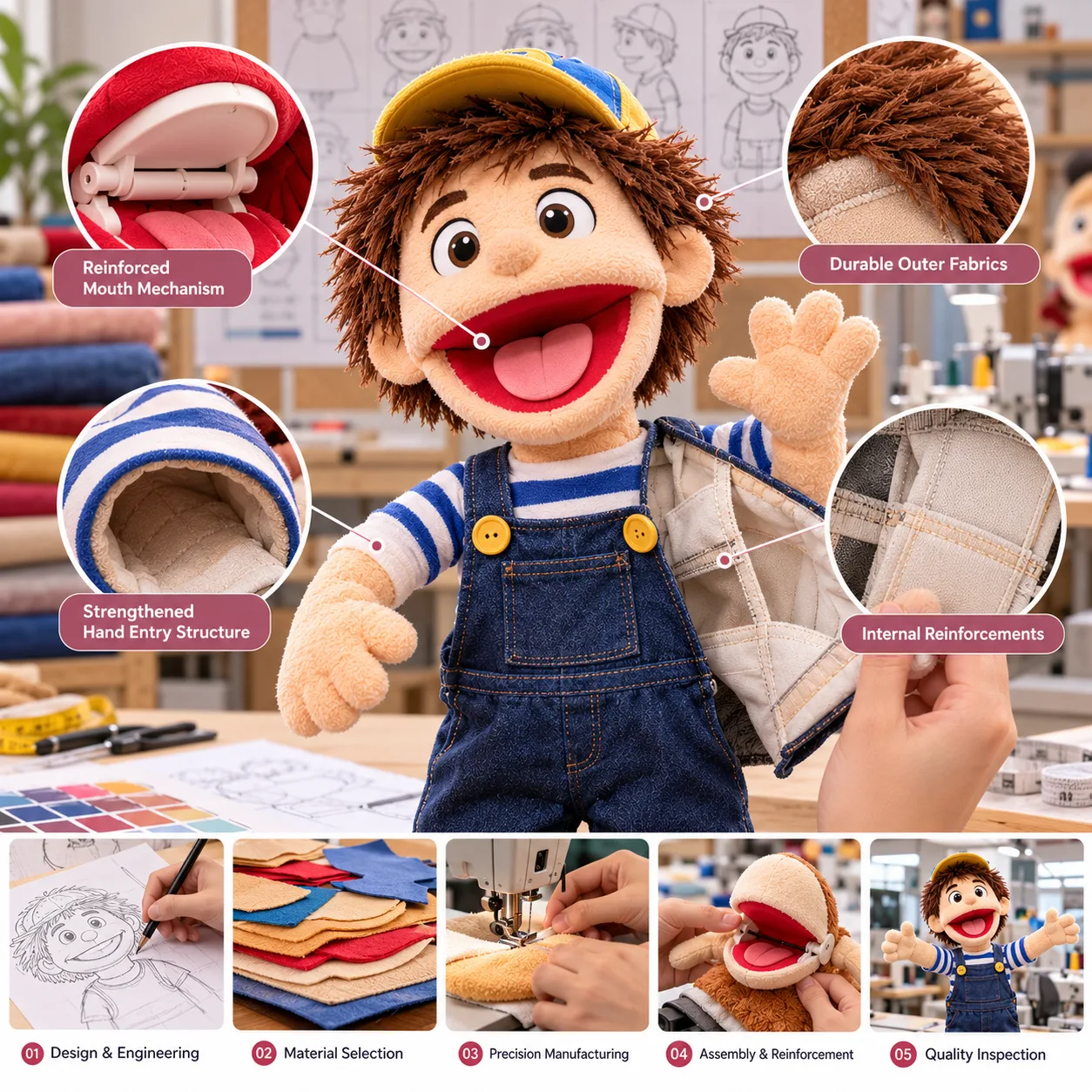 Industrielle Fertigung und Konstruktion maßgefertigter Plüschhandpuppen von BIUBIU TOY