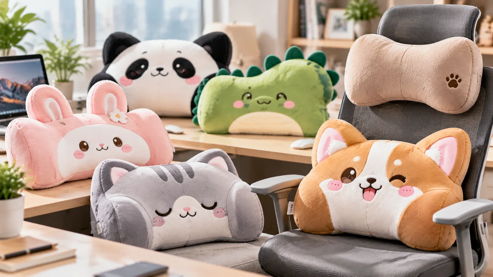 Zierkissen mit Firmenmaskottchen und ergonomische Plüschkissen für das Büro