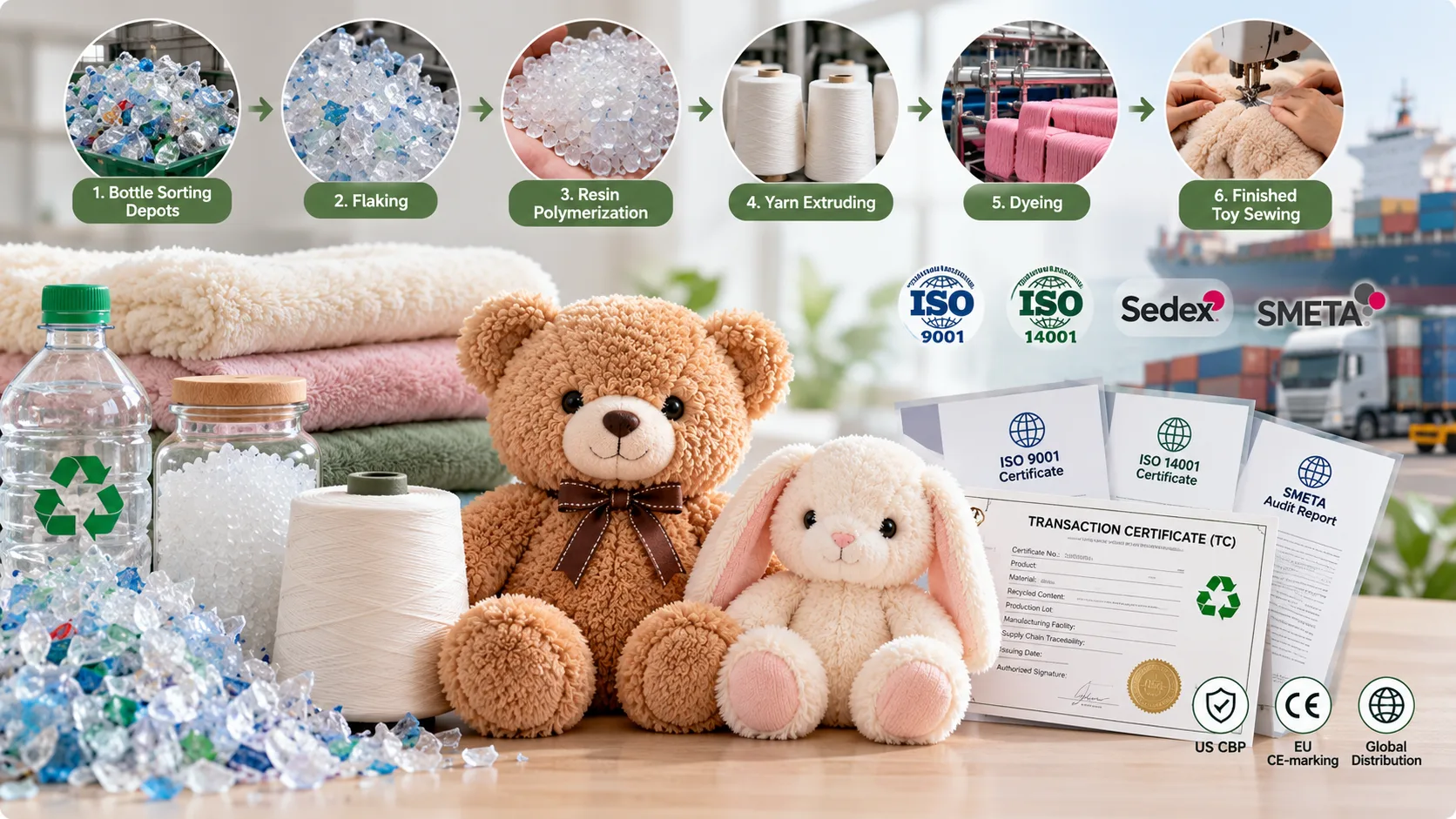 Certified sustainable raw material production line and sustainable fabric testing facility at BIUBIU TOY